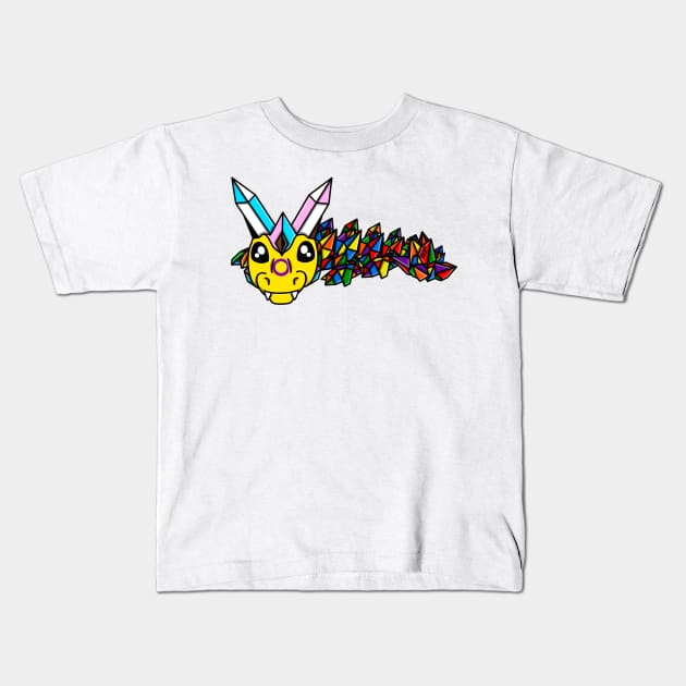 Progress Pride Fidget Crystal Dragon Kids T-Shirt by SentABearToSpace 